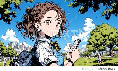 通学中にスマホをいじくっている女子高生