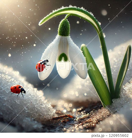 2月の花のイラスト スノードロップ 2月の花のイラスト スノードロップ 120955602