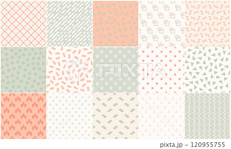 Collection of simple seamless geometric patterns. Unusual stylish textile prints. Minimalistic endless trendy backgrounds Collection of simple seamless geometric patterns. Unusual stylish textile prints. Minimalistic endless trendy backgrounds 120955755
