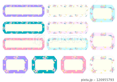 パステルタッチの花柄フレーム（背景透過） 120955793