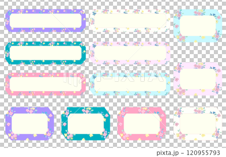 パステルタッチの花柄フレーム（背景透過） 120955793