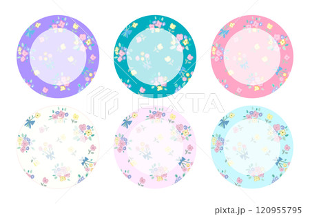 パステルタッチの花柄フレーム（背景透過） 120955795