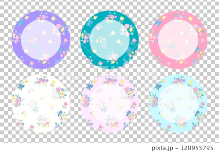 Pastel floral frame (transparent background) 120955795