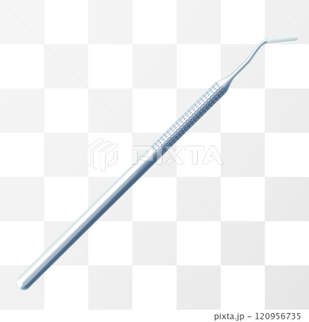 Periodontal scaler, Tooth cleaning pick icon, isolated on transparent background. Steel dental tool. Realistic 3d vector illustration element design 120956735