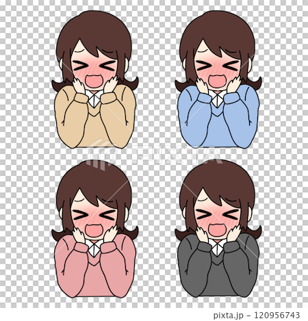 照れる女性のイラストセット 120956743