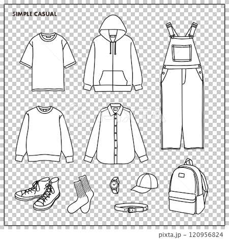 服飾時尚單色插圖集 120956824