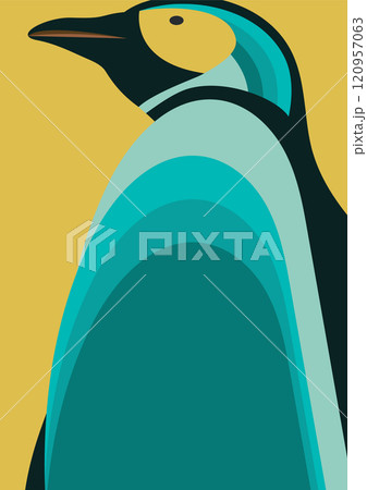 Penguin aesthetic cute vector illustration. Nursery simple art, kids design. Arctica poster 120957063