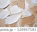 Light white and beige tonal cream foundation. Brush strokes. Close up macro texture cosmetics ad. Decorative art wallpaper background 120957181