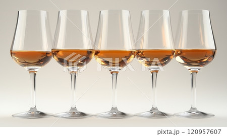 Rectangular-shaped wine glasses on the light background. 120957607
