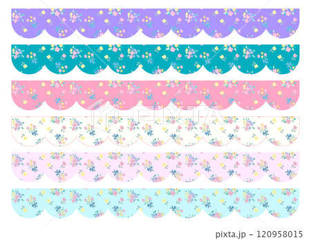 パステルトーンの花柄の飾り罫(背景透過) パステルトーンの花柄の飾り罫(背景透過) 120958015