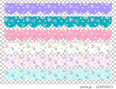 Pastel-toned floral border (transparent background) 120958015