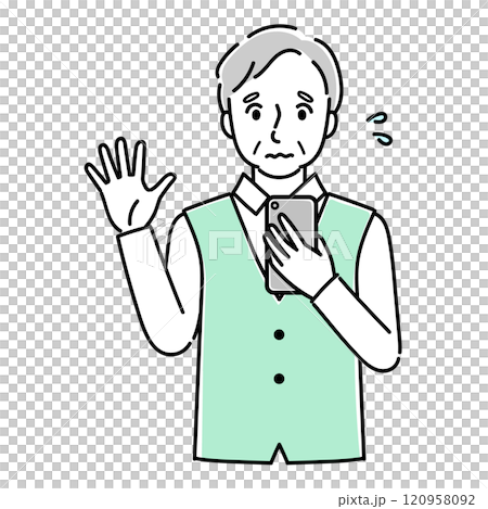 一位無法操作智慧型手機的老年人 120958092