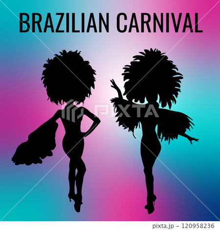 Silhouette of Brazilian Carnival women. Silhouette of Brazilian Carnival women. 120958236