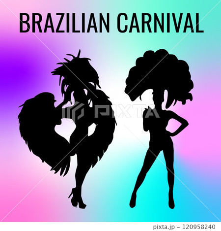 Silhouette of Brazilian Carnival women. Silhouette of Brazilian Carnival women. 120958240