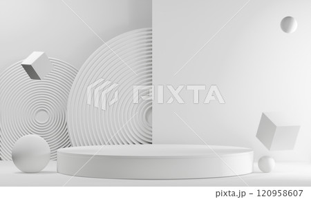 white stage podium decoration suitable for products.3D rendering white stage podium decoration suitable for products.3D rendering 120958607