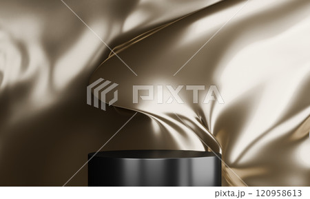 Fashion product background and stand black podium display with blank backdrops. Fashion product background and stand black podium display with blank backdrops. 120958613