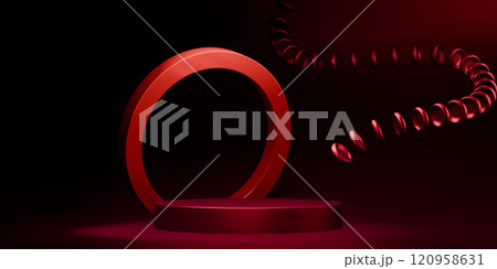 Dark red style. Fashion product background, stand product podium display with blank backdrops. Dark red style. Fashion product background, stand product podium display with blank backdrops. 120958631