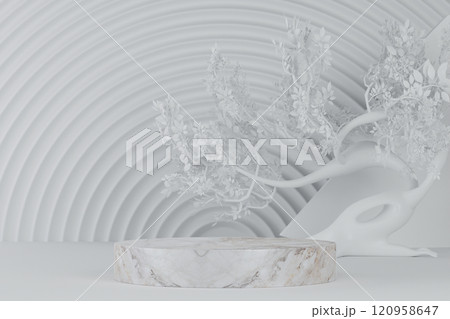 white stage podium decoration suitable for products.3D rendering white stage podium decoration suitable for products.3D rendering 120958647
