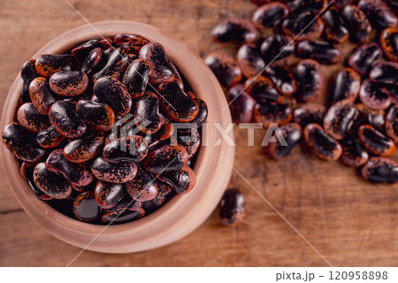 Phaseolus coccineus, known as runner bean, scarlet runner bean, or multiflora bean, Fabaceae. 120958898