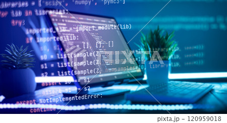 Digital technology industry concept development of programming and coding technologies. Digital technology industry concept development of programming and coding technologies. 120959018