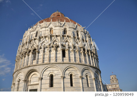 The Pisa Baptistery of St. John, Italy, sunny summer day 120959049