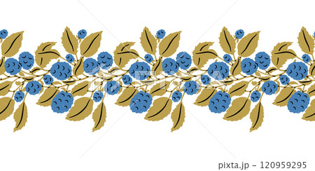 Blackberry Ornamental Border Seamless Repeat Pattern. Vector Illustration 120959295