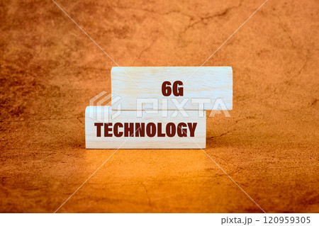 6G technology blocks on a textured background showcasing advancements in communication 6G technology blocks on a textured background showcasing advancements in communication 120959305