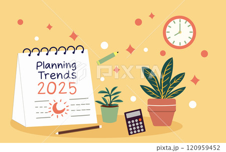 Planning 2025 trends new year symbol illustration Planning 2025 trends new year symbol illustration 120959452