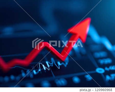Dynamic upward trend in financial graphs showcasing market performance and growth analysis in a digital environment 120960968