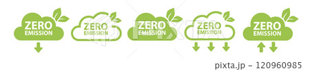 Zero Emission. Carbon neutral. Zero greenhouse gas emissions objective. Vector 120960985