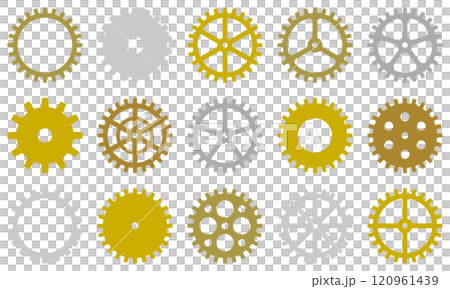 歯車　セット　シルエット　金　銀　銅　金属カラー　パーツ　部品　ベクター　イラスト	 120961439
