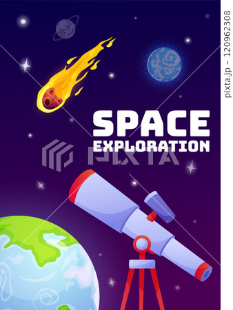 Telescope pointing at planets, comet and stars is exploring the beauty of deep space, searching for new worlds and expanding scientific knowledge 120962308
