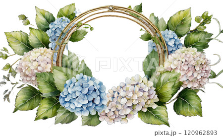 水彩で描いた紫陽花のフレーム 水彩で描いた紫陽花のフレーム 120962893