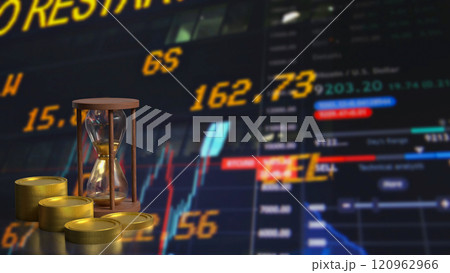 The Sand clock and coins for Business concept 3d rendering. 120962966