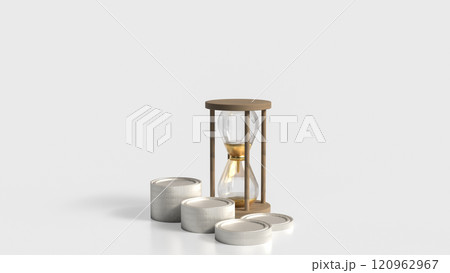 The Sand clock and coins for Business concept 3d rendering. 120962967
