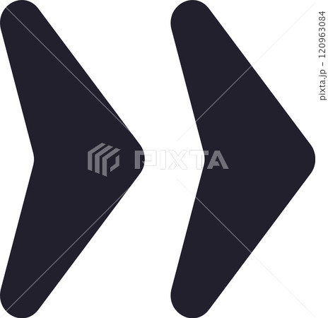 Two dark colored arrows are pointing towards the right side, symbolizing progress, direction, and advancement, creating a visual representation of moving forward 120963084