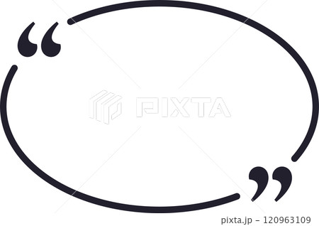 Oval speech bubble with quotation marks is waiting to be filled with inspiring quotes, engaging conversations, or captivating stories, providing a perfect platform for sharing thoughts and ideas 120963109