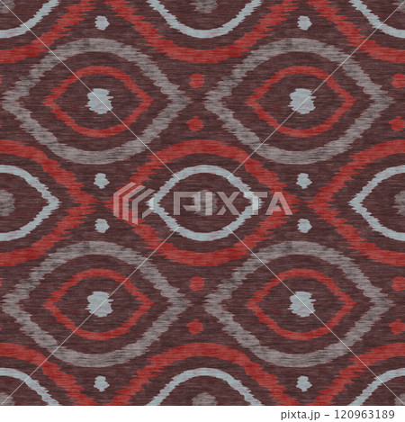 Seamless ikat ogee pattern in vintage style. Retro pattern of abstract eyes. Seamless ikat ogee pattern in vintage style. Retro pattern of abstract eyes. 120963189