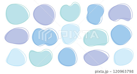 抽象的な形　シェイプ　変形　水色　青　見出し　素材セット	 120963798