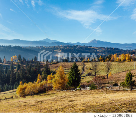 Autumn Carpathian village, Ukraine. Autumn Carpathian village, Ukraine. 120963868