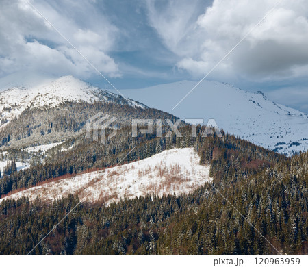 Sunrise morning winter mountain ridge 120963959