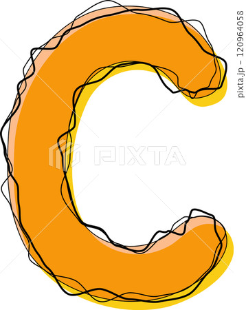 Orange Outline Scribble Alphabet Letter C Orange Outline Scribble Alphabet Letter C 120964058