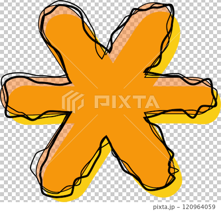 Orange Outline Scribble Alphabet Asteriks Star Mark Orange Outline Scribble Alphabet Asteriks Star Mark 120964059