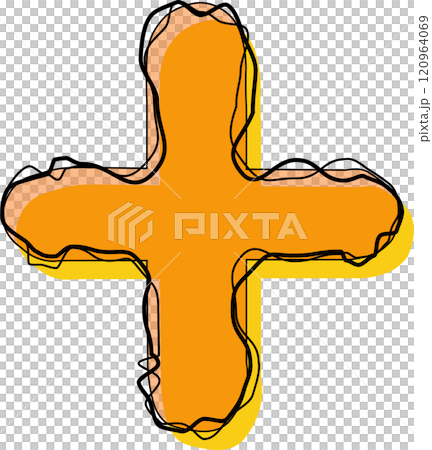 Orange Outline Scribble Alphabet Plus Mark Orange Outline Scribble Alphabet Plus Mark 120964069