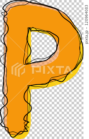 Orange Outline Scribble Alphabet Letter p Lowercase Orange Outline Scribble Alphabet Letter p Lowercase 120964083