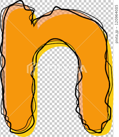 Orange Outline Scribble Alphabet Letter n Lowercase 120964085