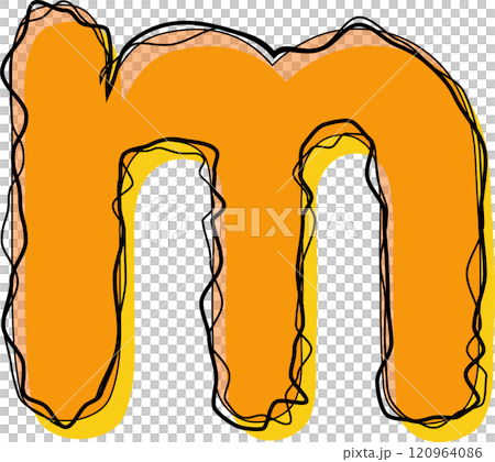 Orange Outline Scribble Alphabet Letter m Lowercase Orange Outline Scribble Alphabet Letter m Lowercase 120964086