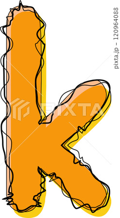 Orange Outline Scribble Alphabet Letter k Lowercase 120964088