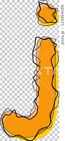 Orange Outline Scribble Alphabet Letter j Lowercase Orange Outline Scribble Alphabet Letter j Lowercase 120964089