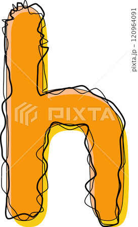 Orange Outline Scribble Alphabet Letter h Lowercase 120964091